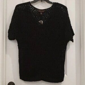 Sparkle Short-Sleeve V-neck Sweater Top w/Cami Women XL Dana Buchman